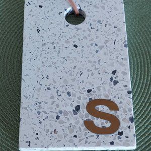Brass 'S' Monogram Terrazzo Cheese/Charcuterie Board - Heavy Duty